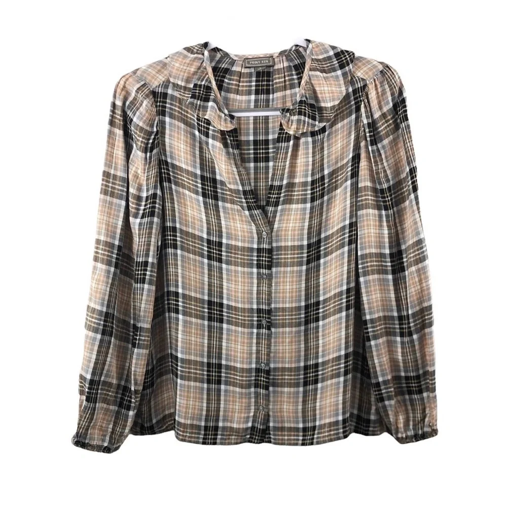 J.Crew Point Sur Plaid Button Down Blouse